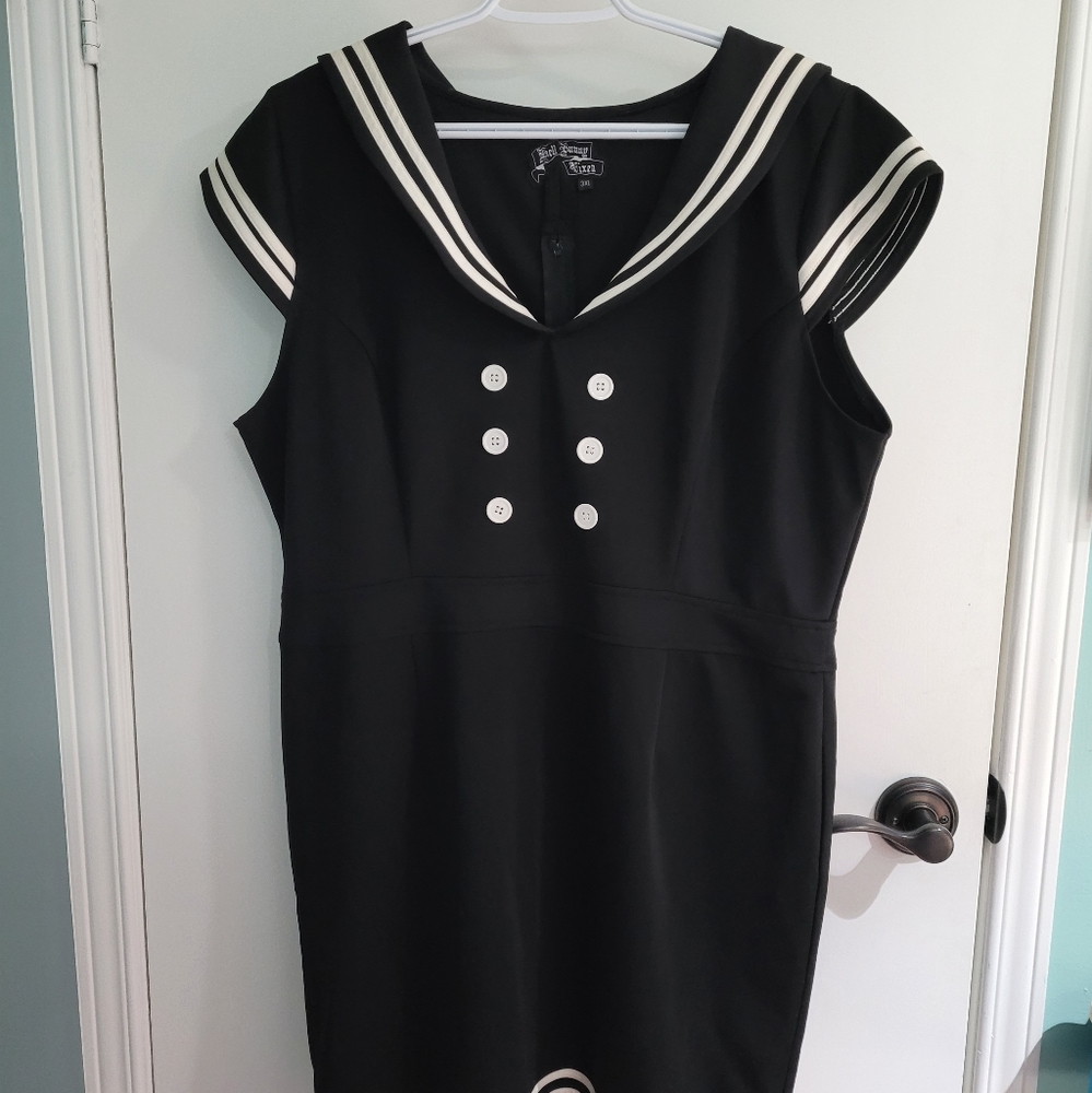 Hell Bunny - Sailor Dress in Black and White